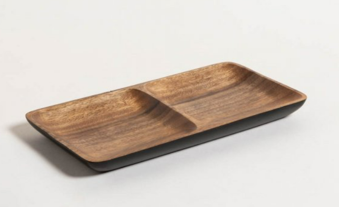 COPETINERO ACACIA DE 2 DIVISIONES MANILA BLACK 30,5X15 CM