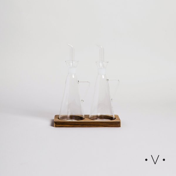 SET DE ACEITERA Y VINAGRERA CÓNICAS CON ASA 200 ML - VASSA