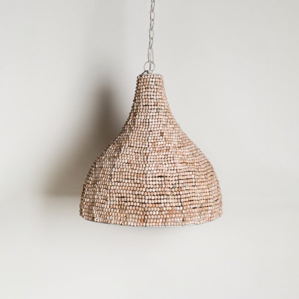 LAMPARA COLGANTE DE MADERA NATURAL Y HIERRO 49X45 CM