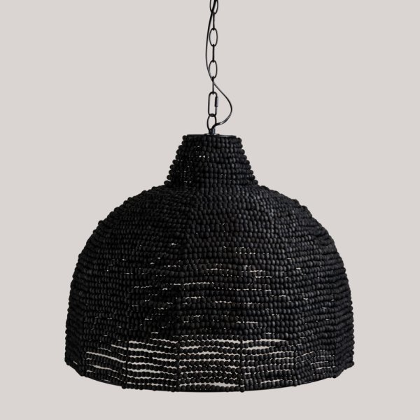 LAMPARA COLGANTE DE MADERA BLACK Y HIERRO 52X59 CM