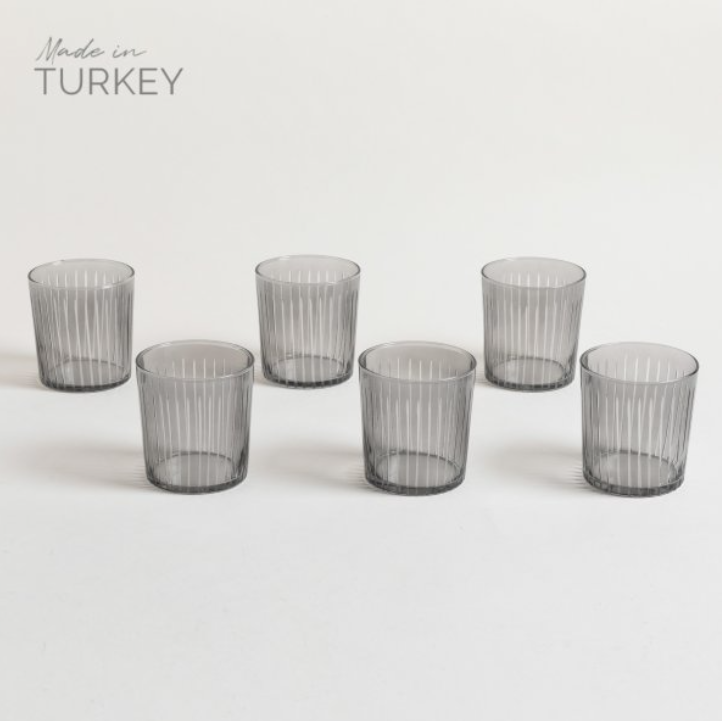 SET X 6 VASOS BAJOS GALIPOLI GRIS 380 ML