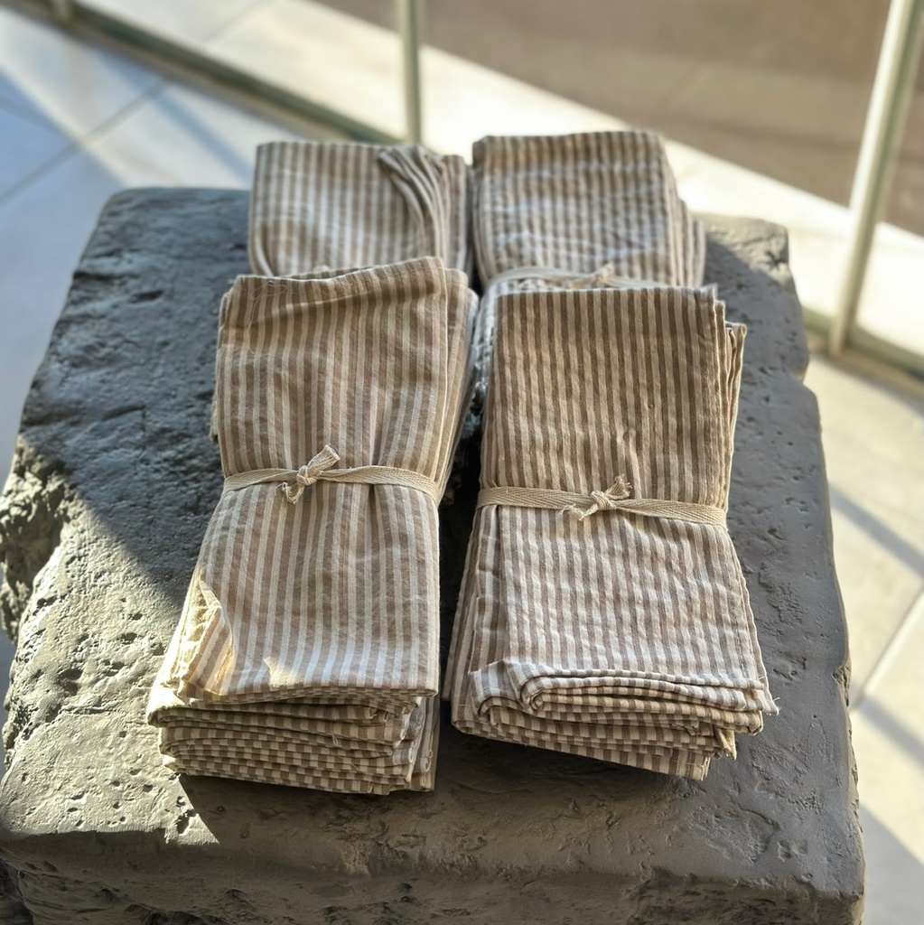 SET X 6 SERVILLETAS TUSOR RAYAS FINAS