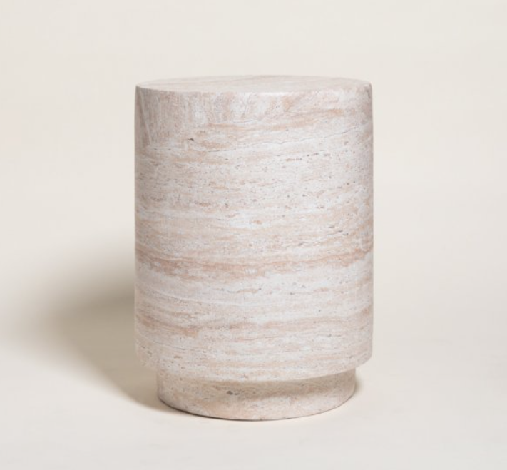 MESA DE ARRIME REDONDA TRAVERTINO 45X35,5 CM