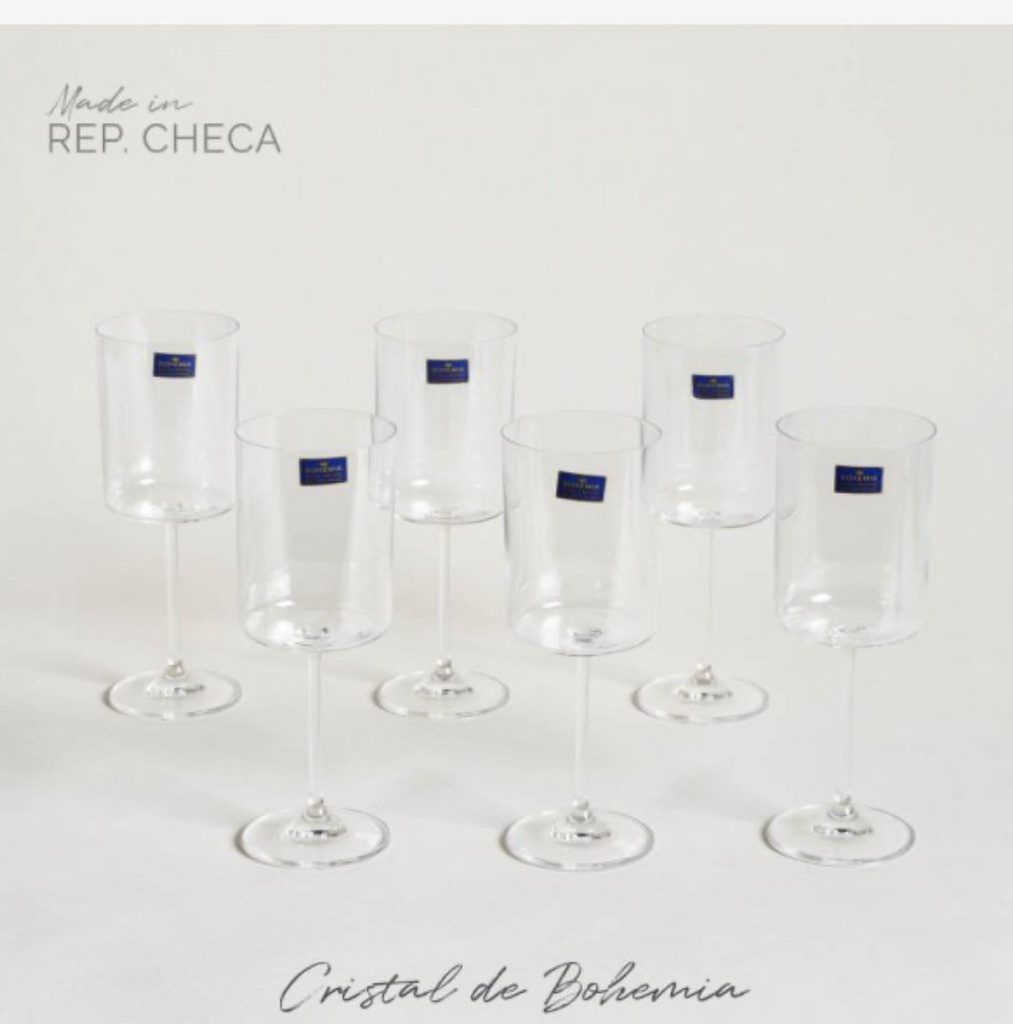 SET X 6 COPAS DE CRISTAL DE BOHEMIA ANITA 300 ML
