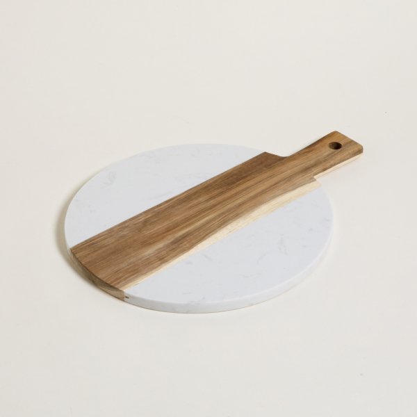 TABLA MACAEL MARMOL BLANCO Y MADERA 35X27 CM