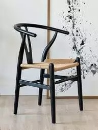 SILLA WISHBONE CAÑO NEGRA / NATURAL