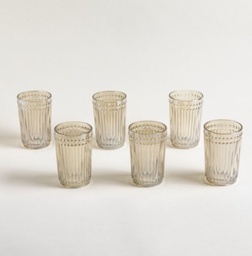 [0126762] SET X 6 VASOS ALTOS DE VIDRIO COLOR CHAMPAGNE LINEA CARDIFF 400 ML