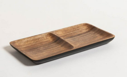 COPETINERO ACACIA DE 2 DIVISIONES MANILA BLACK 30,5X15 CM