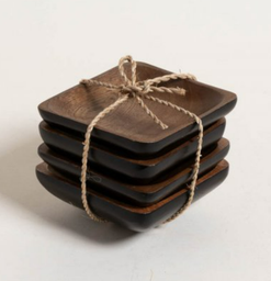 SET DE 4 COPETINEROS CUADRADOS ACACIA MANILA BLACK 10X10 CM