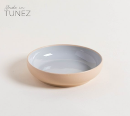 PLATO HONDO KORBA GRIS CLARO BRILLANTE CON BEIGE 19 CM