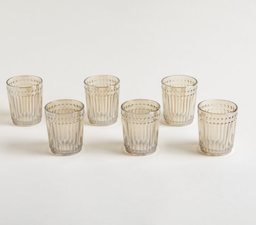 [0126761] SET X 6 VASOS BAJOS DE VIDRIO COLOR CHAMPAGNE LINEA CARDIFF 300 ML
