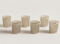 [0126862] SET X 6 VASOS BAJOS DE VIDRIO DIAMANTE COLOR CHAMPAGNE 300 ML