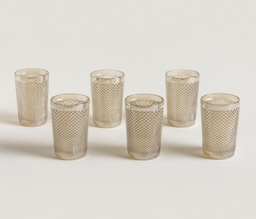 SET X 6 VASOS ALTOS DE VIDRIO DIAMANTE COLOR CHAMPAGNE 400 ML