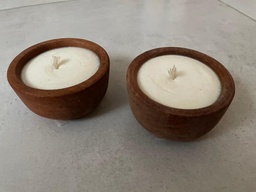 VELAS AROMATICAS EN CUENCO DE MADERA