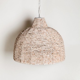 LAMPARA COLGANTE DE MADERA NATURAL Y HIERRO 52X59 CM