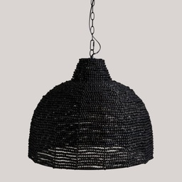 LAMPARA COLGANTE DE MADERA BLACK Y HIERRO 52X59 CM