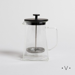 [0410012] CAFETERA DOBLE VIDRIO CON EMBOLO TAPA BLACK 600 ML - VASSA