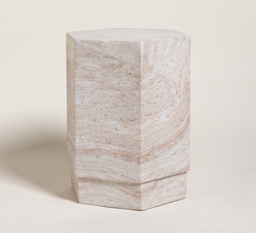 [0644028] MESA DE ARRIME HEXAGONAL TRAVERTINO 45,5X37 CM
